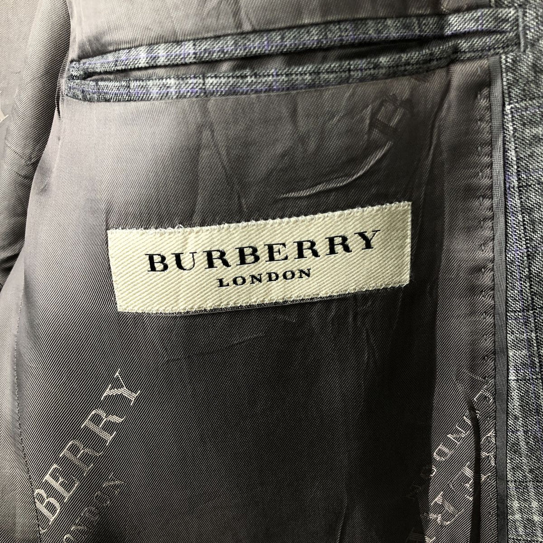 Burberry's BURBERRY LONDON Check Pattern Wool Tailored Jacket, Made in Italy, Men's Size L wool gray type Vintage Second Hand