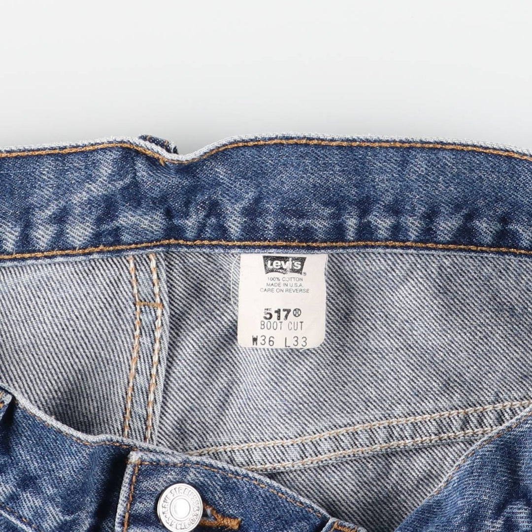 2000'S Levi's 00517-0217 Boot Cut Denim Pants, Made in USA, Men's Size 36 cotton blue type Vintage Second Hand