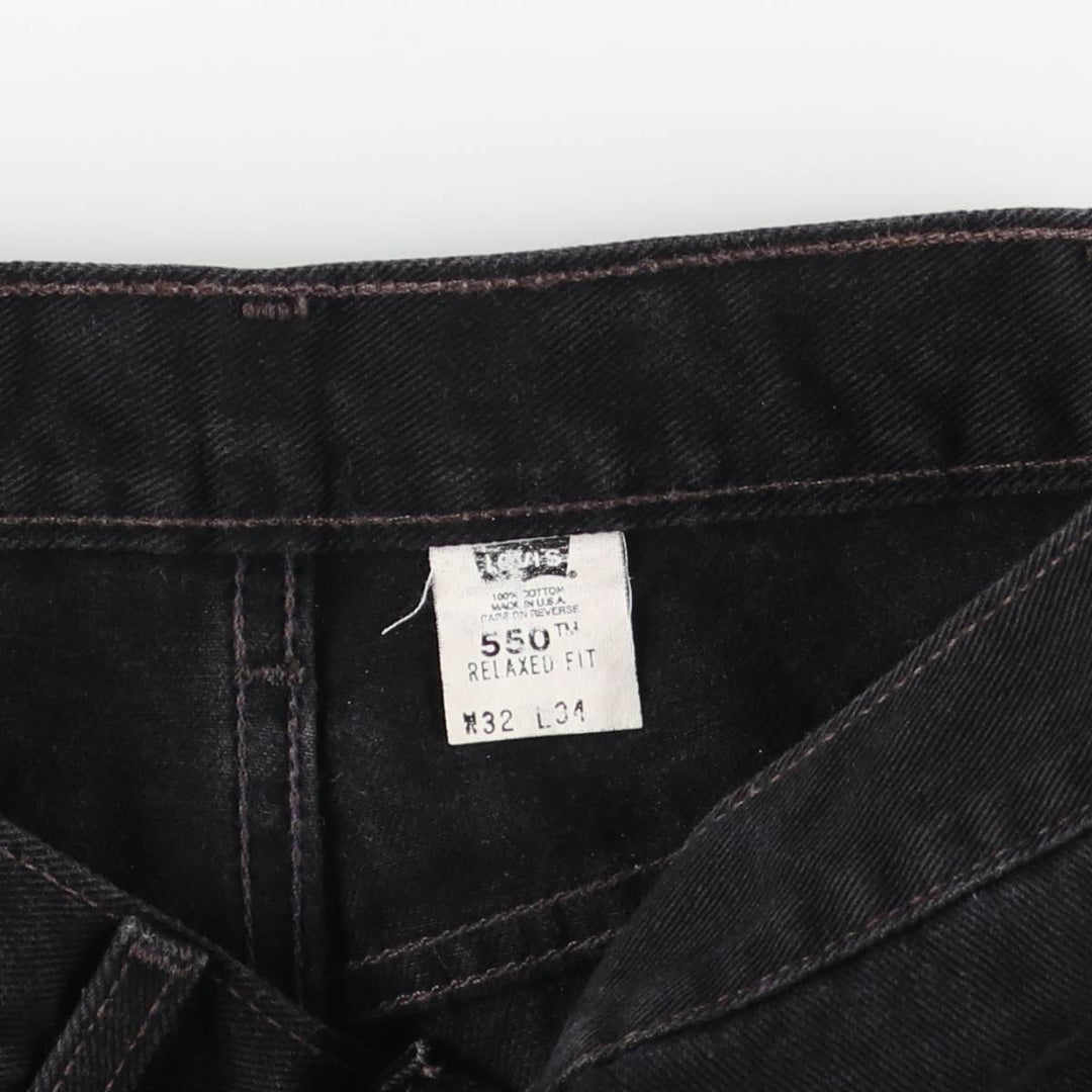 Levi's 550 Relaxed Fit Tapered Black Denim Pants, Made in the USA, Men's Size W31 cotton black type Vintage Second Hand