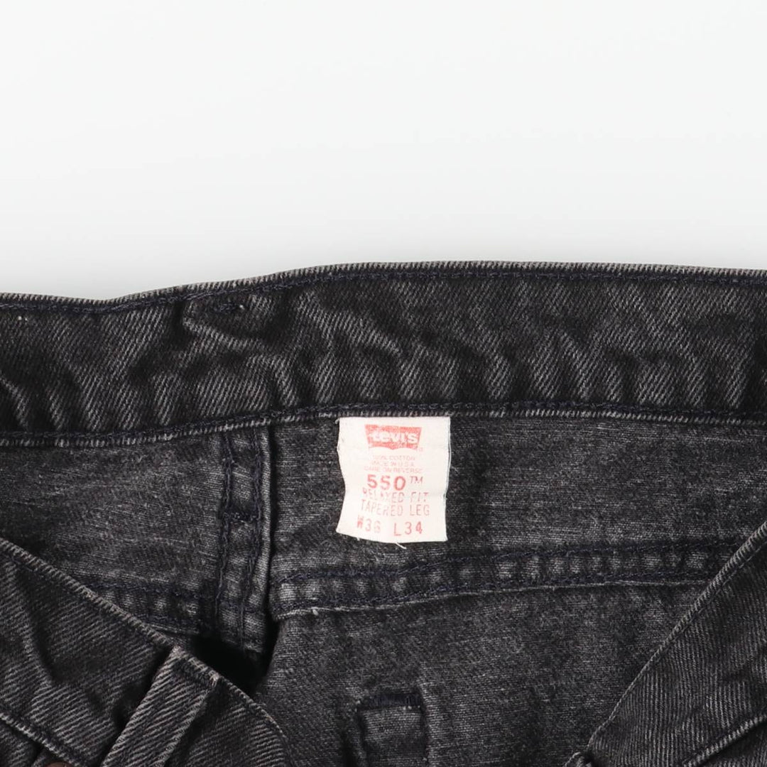 90'S Levi's 550-0260 Black Denim Tapered Denim Pants, Made in the USA, Men's Size 34, Vintage cotton black type Vintage Second Hand