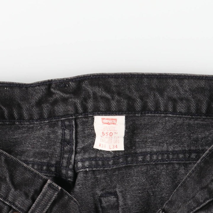 90'S Levi's 550-0260 Black Denim Tapered Denim Pants, Made in the USA, Men's Size 34, Vintage cotton black type Vintage Second Hand