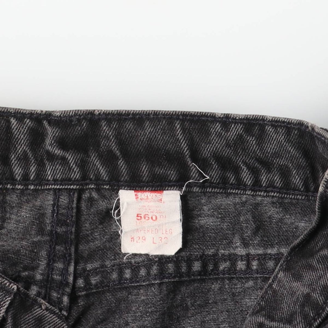 90'S Levi's 560-0260 Black Denim Tapered Denim Pants, Made in the USA, Men's, Size W29, Vintage cotton black type Vintage Second Hand