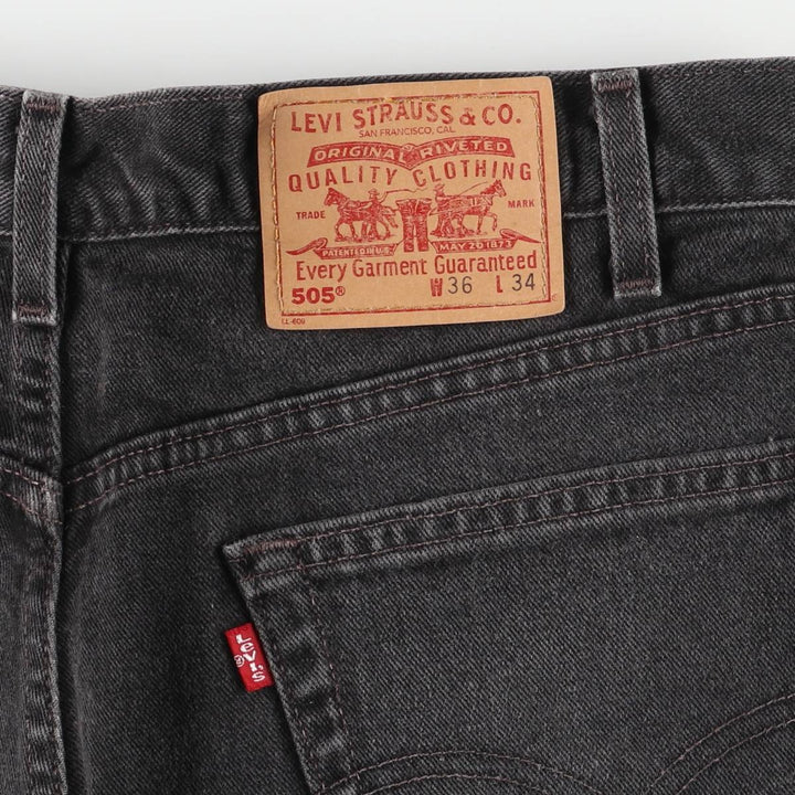 00'S Levi's 505 REGULAR FIT STRAIGHT LEG Black Denim Tapered Denim Pants Made in USA Men's W35 equivalent cotton black type Vintage Second Hand