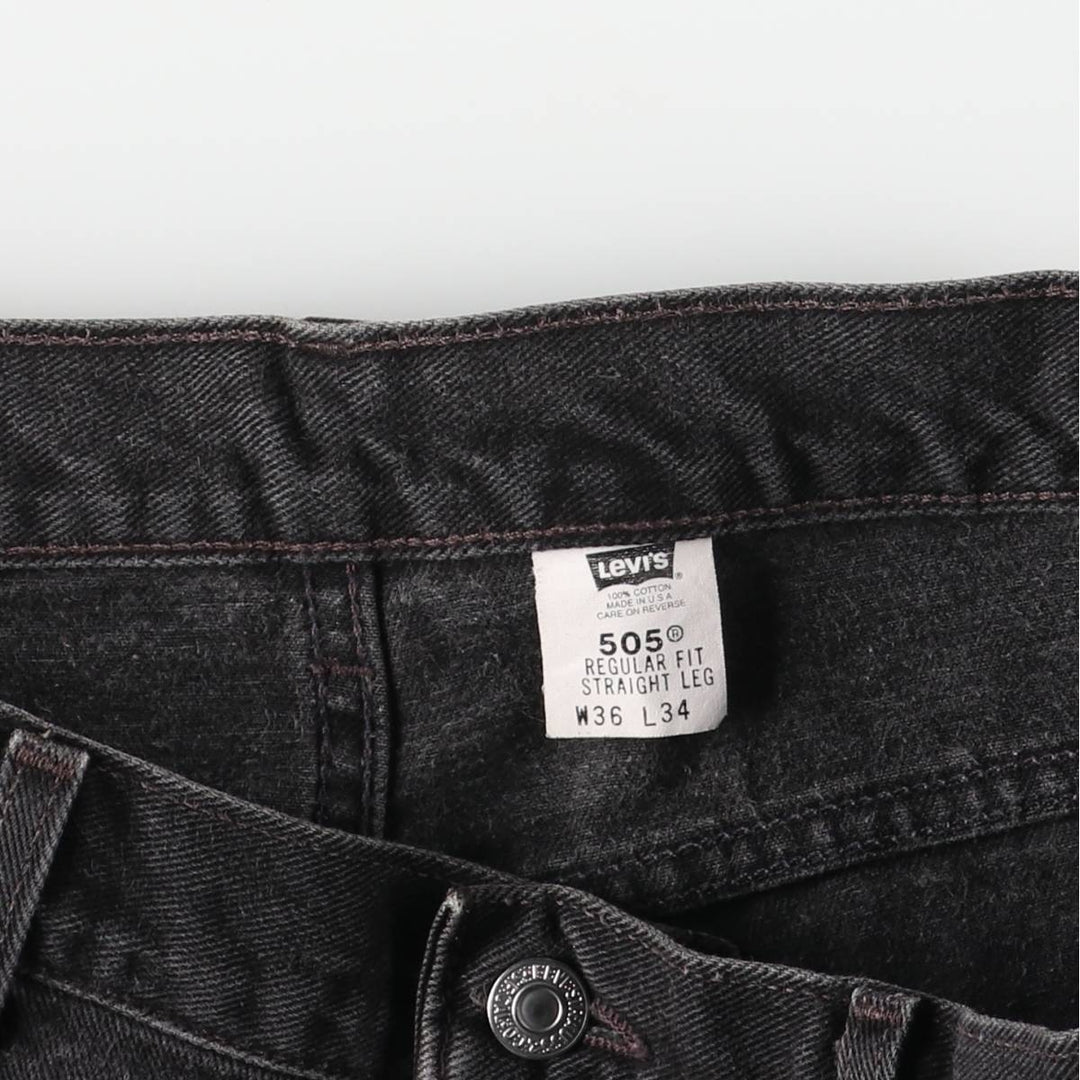 00'S Levi's 505 REGULAR FIT STRAIGHT LEG Black Denim Tapered Denim Pants Made in USA Men's W35 equivalent cotton black type Vintage Second Hand