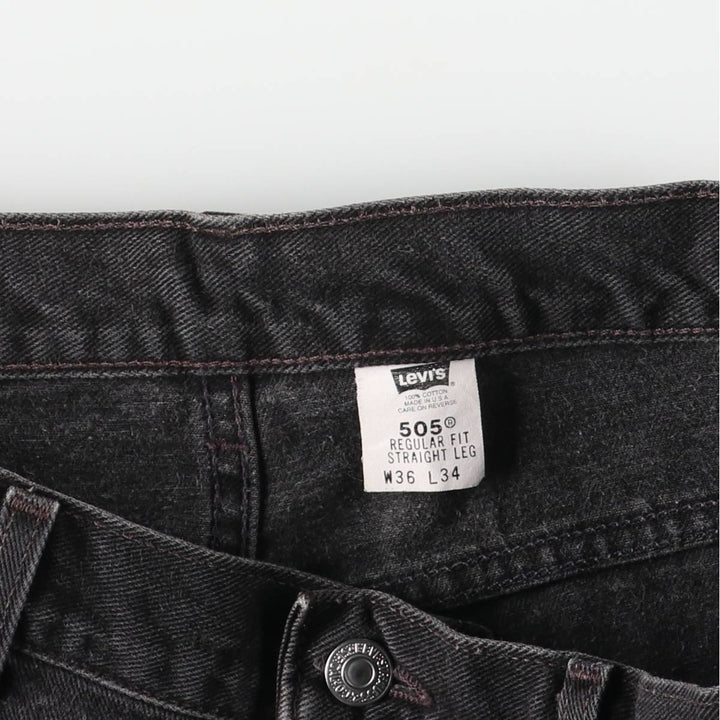 00'S Levi's 505 REGULAR FIT STRAIGHT LEG Black Denim Tapered Denim Pants Made in USA Men's W35 equivalent cotton black type Vintage Second Hand