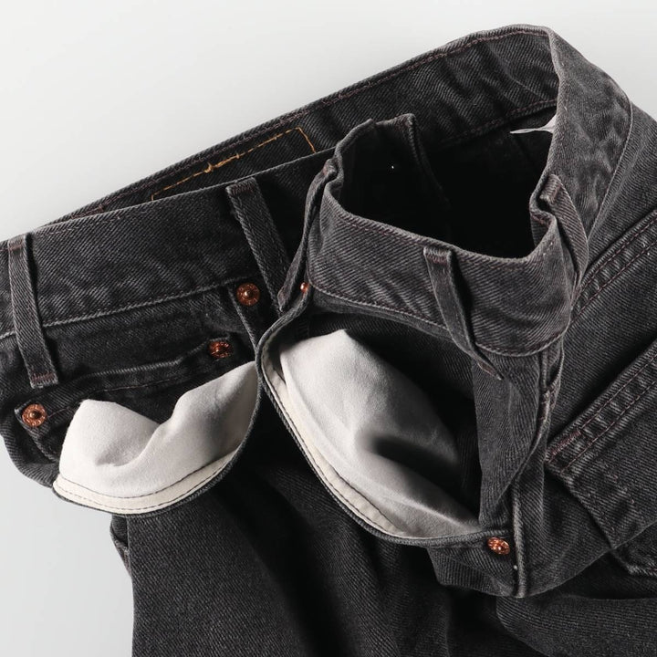 00'S Levi's 505 REGULAR FIT STRAIGHT LEG Black Denim Tapered Denim Pants Made in USA Men's W35 equivalent cotton black type Vintage Second Hand