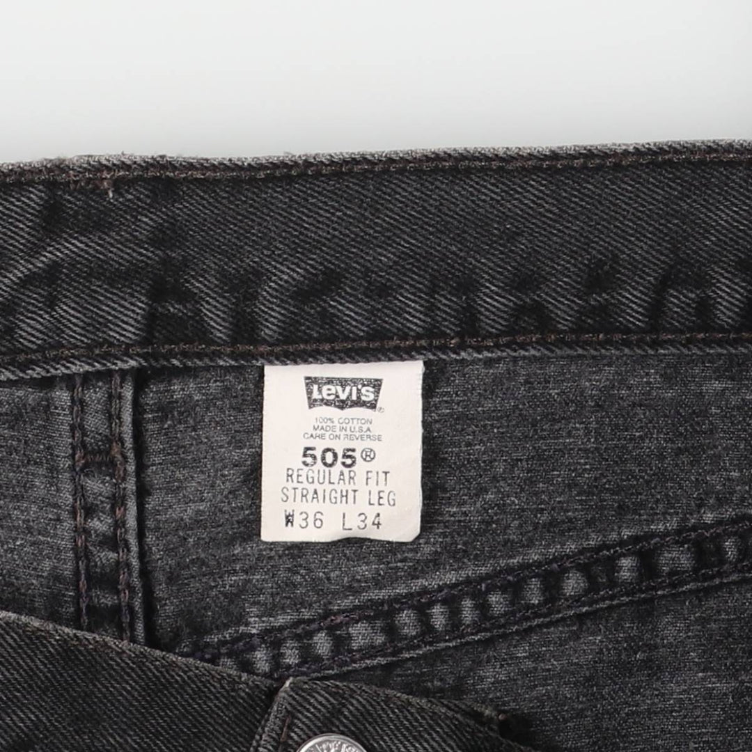 90'S Levi's 505-0260 Black Denim Tapered Denim Pants, Made in the USA, Men's Size 34, Vintage cotton black type Vintage Second Hand