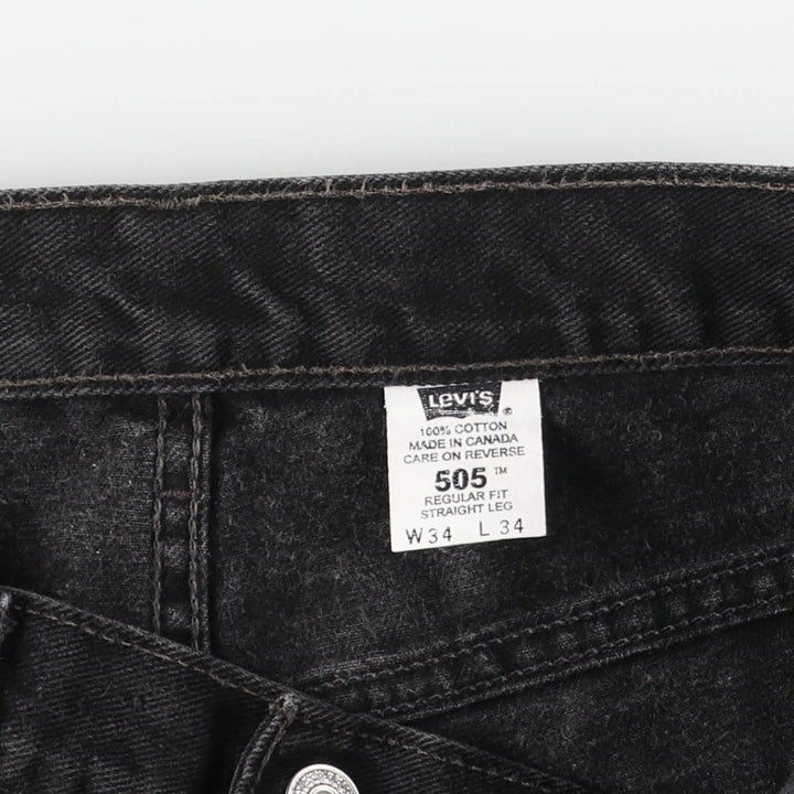 90'S Levi's 505-02600 Black Denim Tapered Denim Pants, Made in Canada, Men's, Size W33, Vintage cotton black type Vintage Second Hand