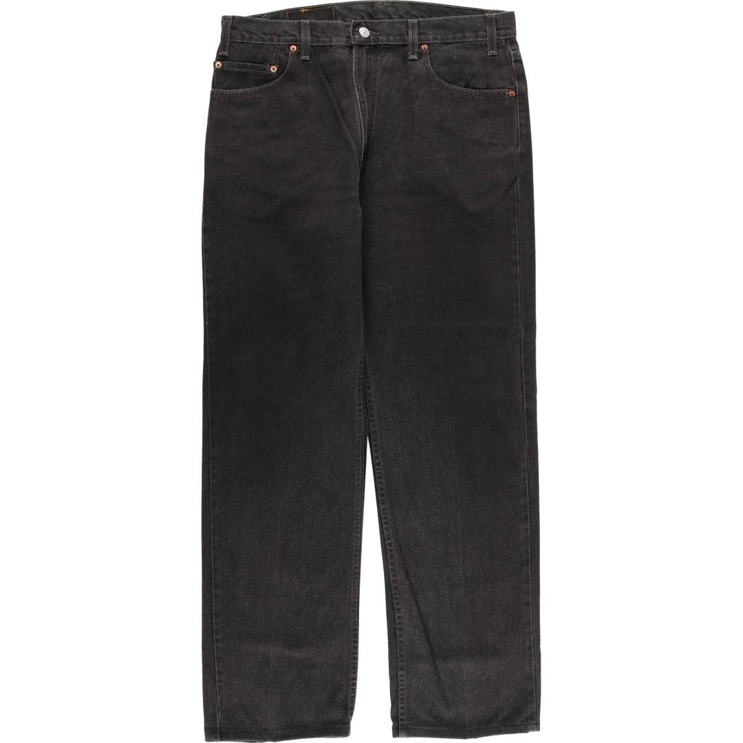 00'S Levi's 505 REGULAR FIT STRAIGHT LEG black denim tapered denim pants for men, size w35 cotton black type Vintage Second Hand