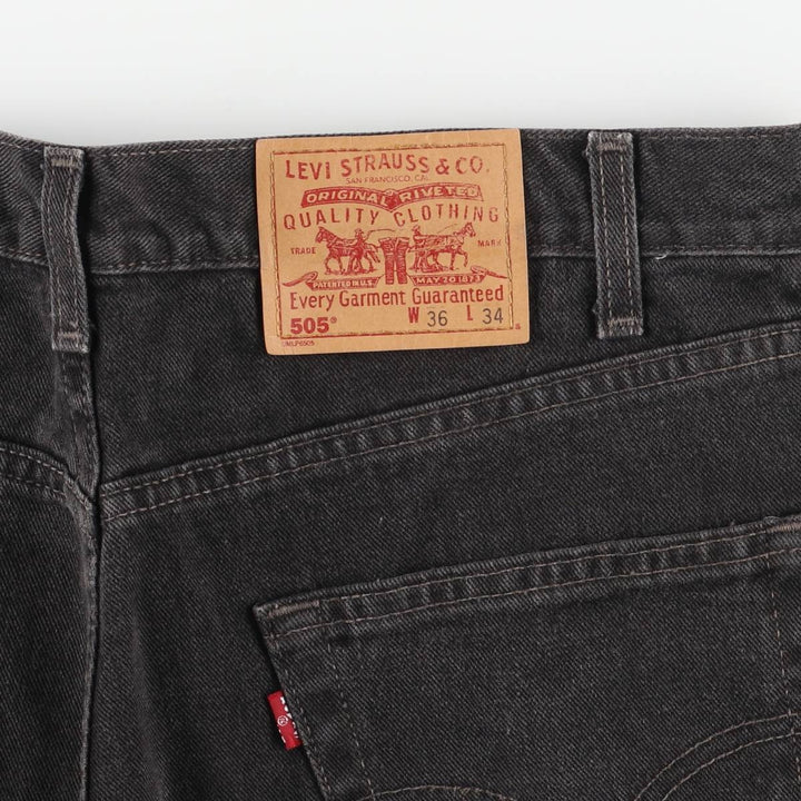 00'S Levi's 505 REGULAR FIT STRAIGHT LEG black denim tapered denim pants for men, size w35 cotton black type Vintage Second Hand