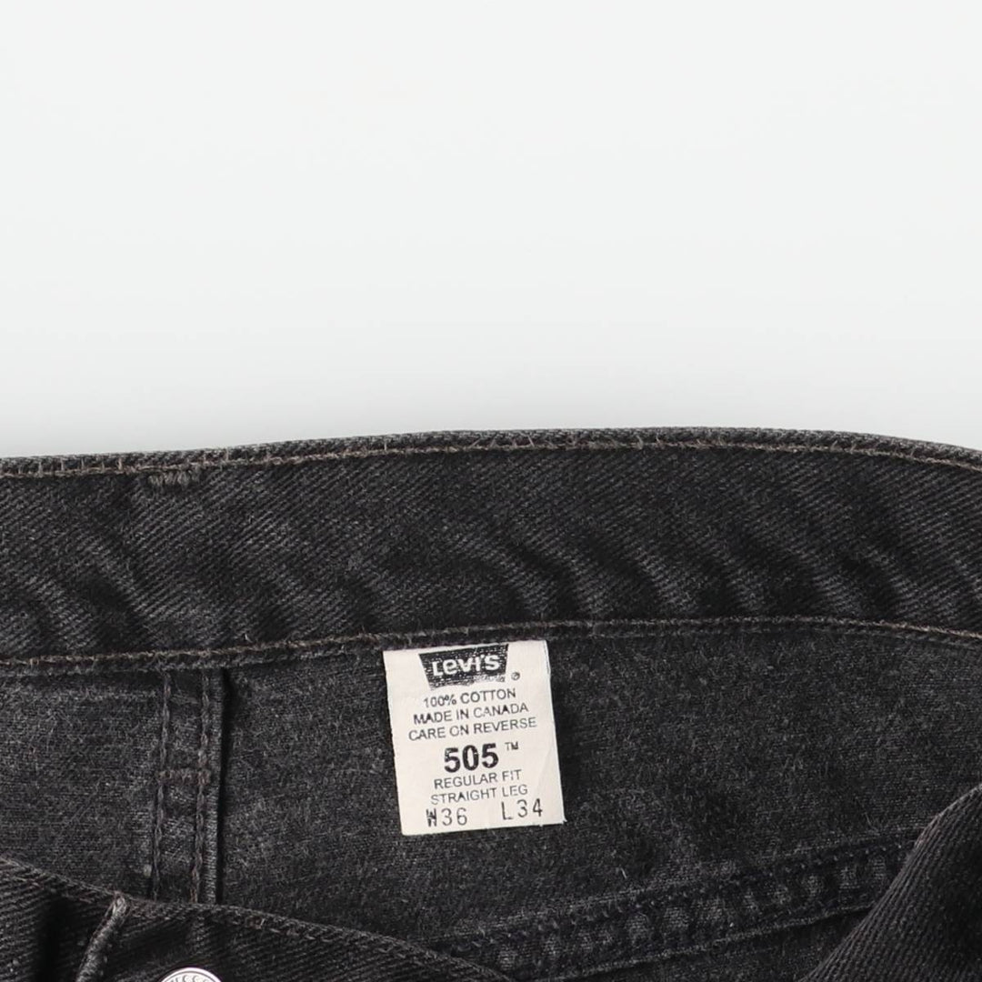 00'S Levi's 505 REGULAR FIT STRAIGHT LEG black denim tapered denim pants for men, size w35 cotton black type Vintage Second Hand