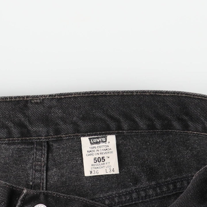 00'S Levi's 505 REGULAR FIT STRAIGHT LEG black denim tapered denim pants for men, size w35 cotton black type Vintage Second Hand