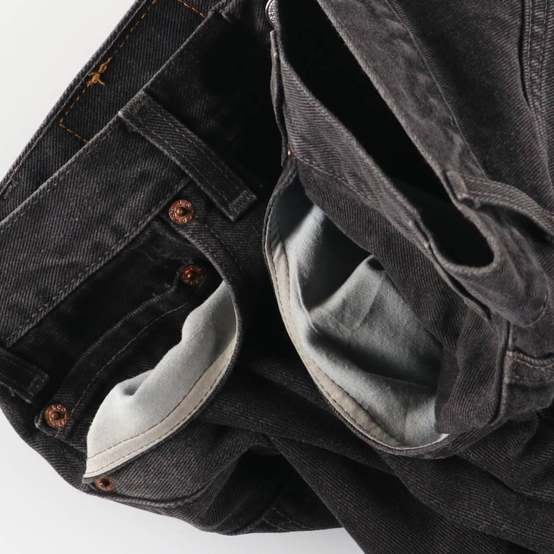 00'S Levi's 505 REGULAR FIT STRAIGHT LEG black denim tapered denim pants for men, size w35 cotton black type Vintage Second Hand