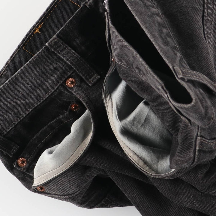 00'S Levi's 505 REGULAR FIT STRAIGHT LEG black denim tapered denim pants for men, size w35 cotton black type Vintage Second Hand