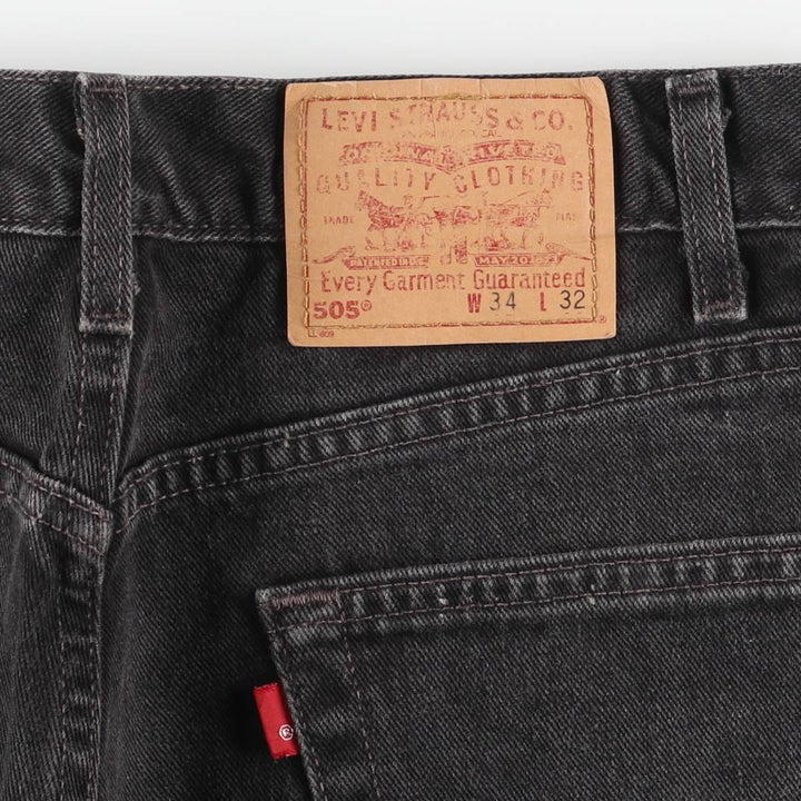 2000'S Levi's 505 Regular Fit Straight Leg Tapered Black Denim Pants, Made in the USA, Men's Size W33 cotton black type Vintage Second Hand
