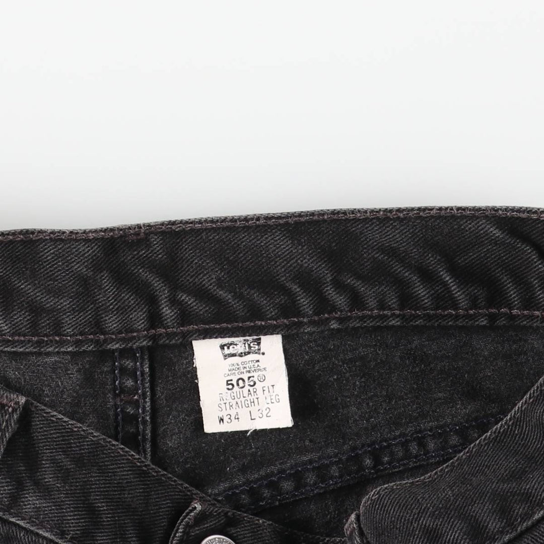 2000'S Levi's 505 Regular Fit Straight Leg Tapered Black Denim Pants, Made in the USA, Men's Size W33 cotton black type Vintage Second Hand