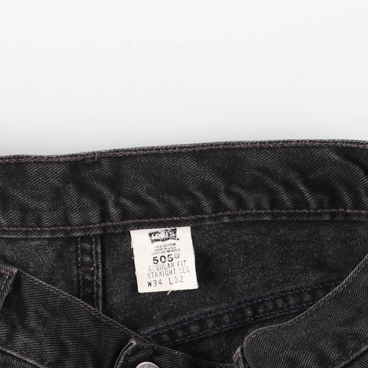 2000'S Levi's 505 Regular Fit Straight Leg Tapered Black Denim Pants, Made in the USA, Men's Size W33 cotton black type Vintage Second Hand