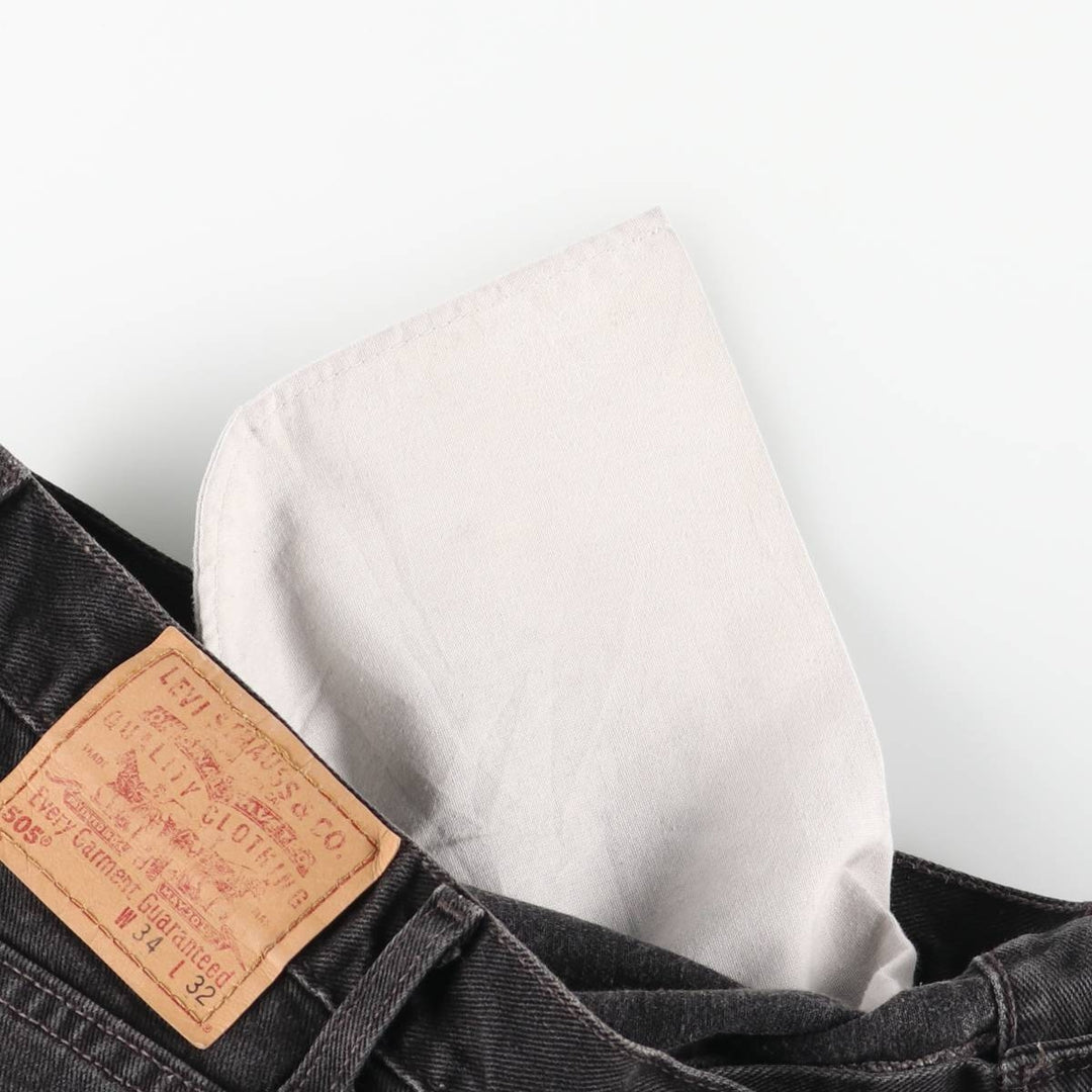 2000'S Levi's 505 Regular Fit Straight Leg Tapered Black Denim Pants, Made in the USA, Men's Size W33 cotton black type Vintage Second Hand