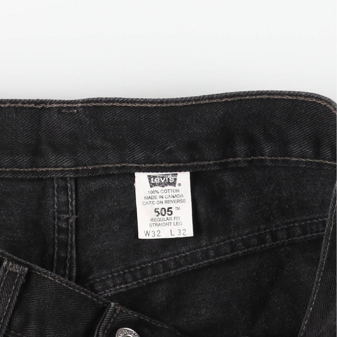 90'S Levi's 505-02600 Black Denim Tapered Denim Pants, Made in Canada, Men's Size W32, Vintage cotton black type Vintage Second Hand