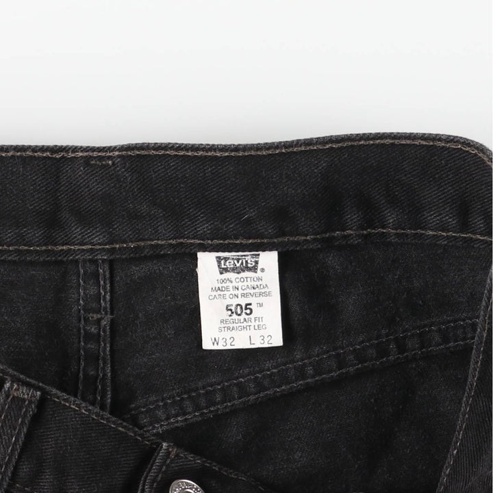 90'S Levi's 505-02600 Black Denim Tapered Denim Pants, Made in Canada, Men's Size W32, Vintage cotton black type Vintage Second Hand