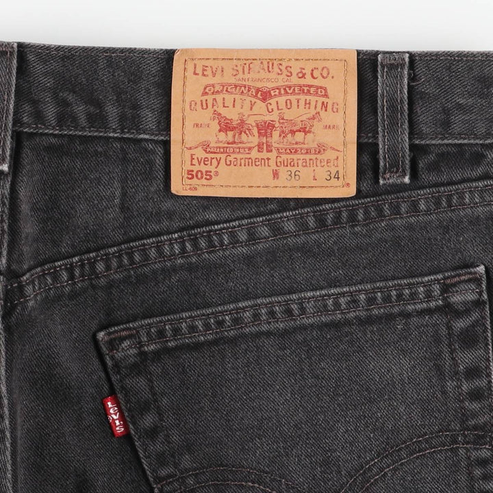 2000'S Levi's 505 Regular Fit Straight Leg Black Denim Tapered Denim Pants, Made in USA, Men's Size 34 cotton black type Vintage Second Hand