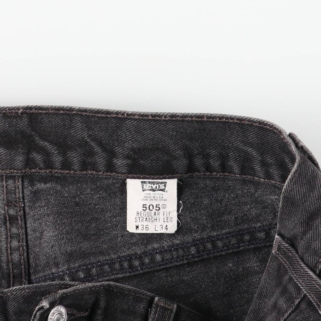 2000'S Levi's 505 Regular Fit Straight Leg Black Denim Tapered Denim Pants, Made in USA, Men's Size 34 cotton black type Vintage Second Hand