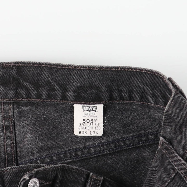 2000'S Levi's 505 Regular Fit Straight Leg Black Denim Tapered Denim Pants, Made in USA, Men's Size 34 cotton black type Vintage Second Hand