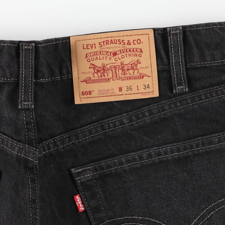 90'S Levi's 505-0260 Black Denim Tapered Denim Pants, Made in Canada, Men's, Size W36, Vintage cotton black type Vintage Second Hand