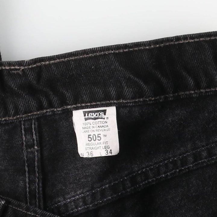 90'S Levi's 505-0260 Black Denim Tapered Denim Pants, Made in Canada, Men's, Size W36, Vintage cotton black type Vintage Second Hand