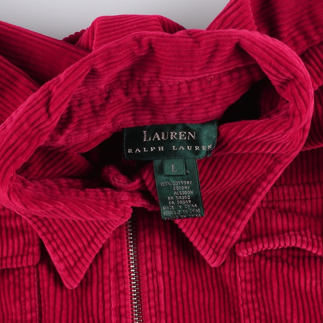 Ralph Lauren LAUREN Long Sleeve Corduroy Shirt, Women's Size L cotton red type Vintage Second Hand