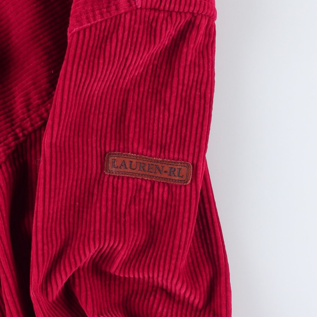 Ralph Lauren LAUREN Long Sleeve Corduroy Shirt, Women's Size L cotton red type Vintage Second Hand