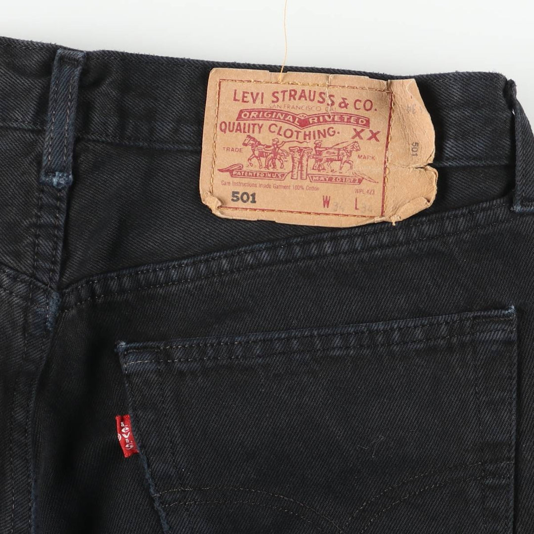 Levi's 501 Euro Model Black Denim Straight Denim Pants, Men's Size W33 cotton black type Vintage Second Hand