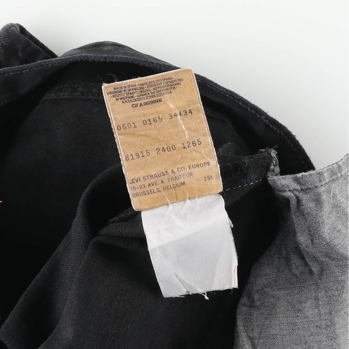 Levi's 501 Euro Model Black Denim Straight Denim Pants, Men's Size W33 cotton black type Vintage Second Hand