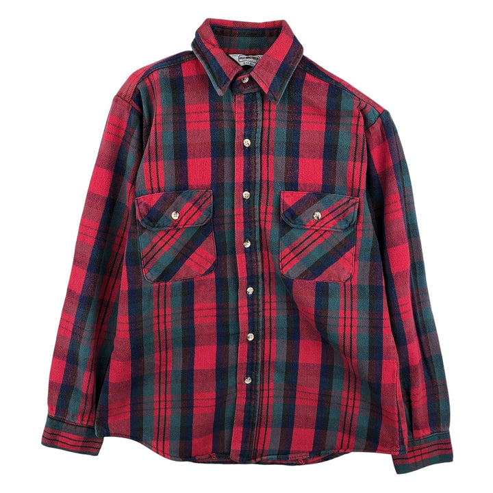 70s-80'S Five Brother long-sleeved flannel check shirt, Made in USA, Men's size M unclear red type Vintage Second Hand