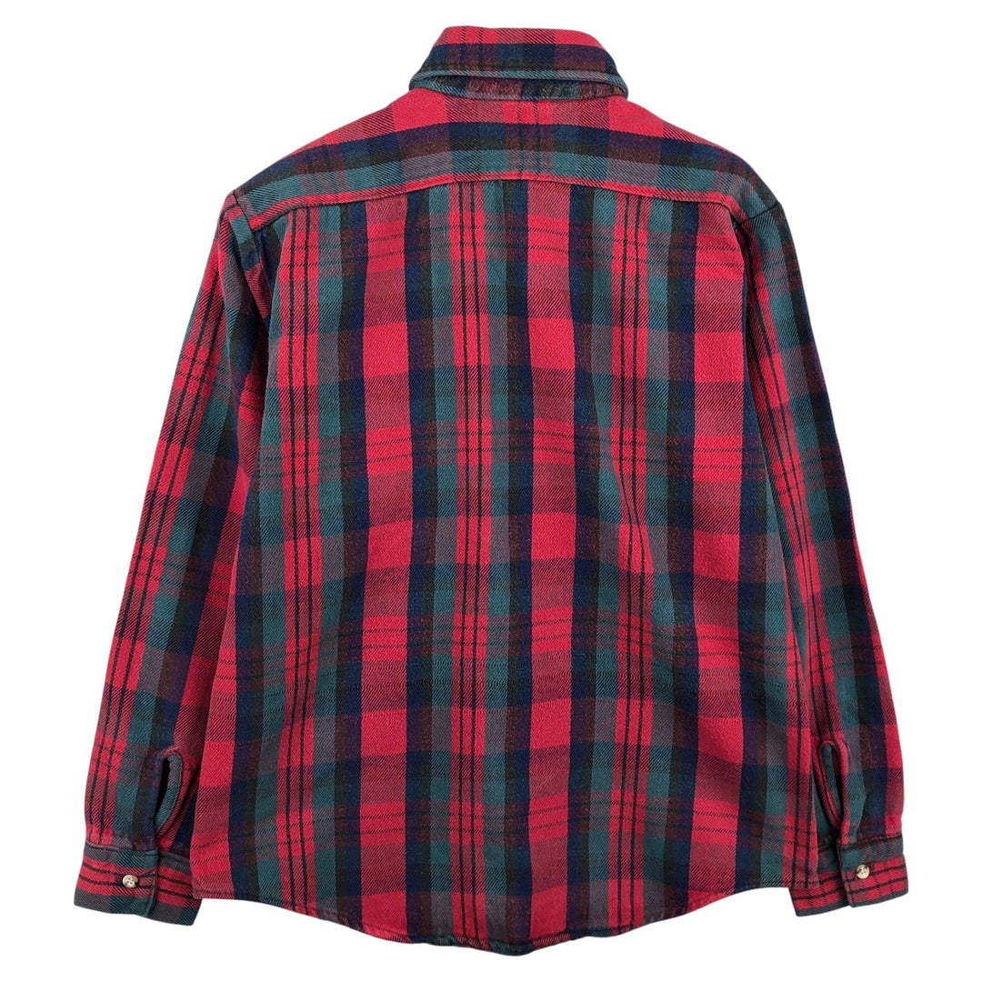 70s-80'S Five Brother long-sleeved flannel check shirt, Made in USA, Men's size M unclear red type Vintage Second Hand