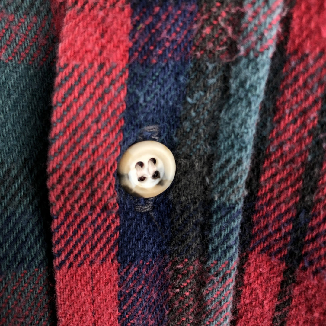 70s-80'S Five Brother long-sleeved flannel check shirt, Made in USA, Men's size M unclear red type Vintage Second Hand