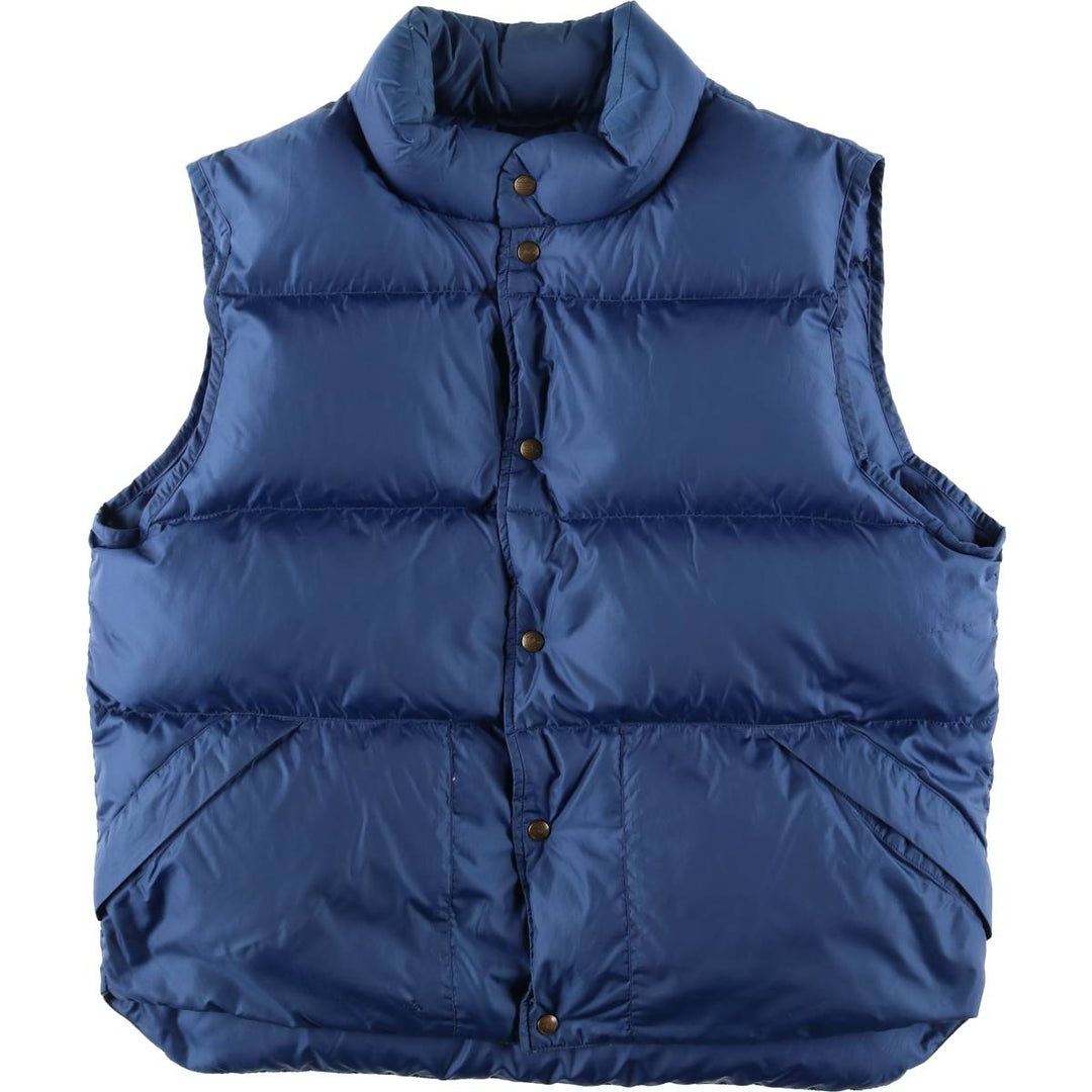 90s-00'S LLBean OUTDOORS Goose Down Vest, Men's Size L, Vintage Snap Button Detail Nylon blue type Vintage Second Hand