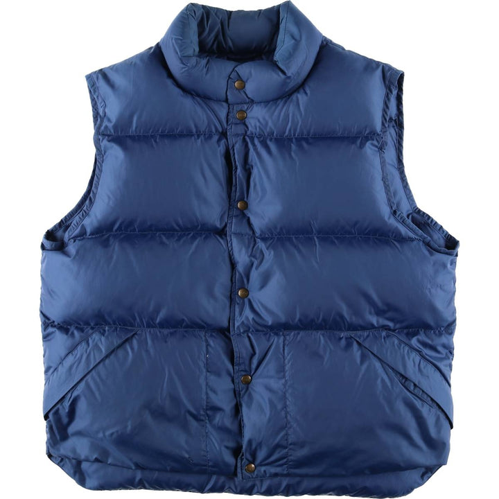 90s-00'S LLBean OUTDOORS Goose Down Vest, Men's Size L, Vintage Snap Button Detail Nylon blue type Vintage Second Hand