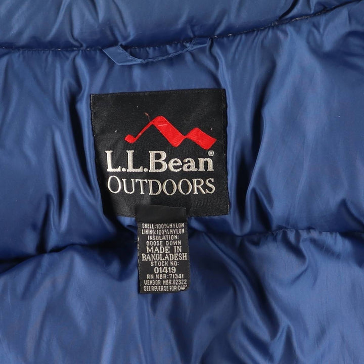 90s-00'S LLBean OUTDOORS Goose Down Vest, Men's Size L, Vintage Snap Button Detail Nylon blue type Vintage Second Hand