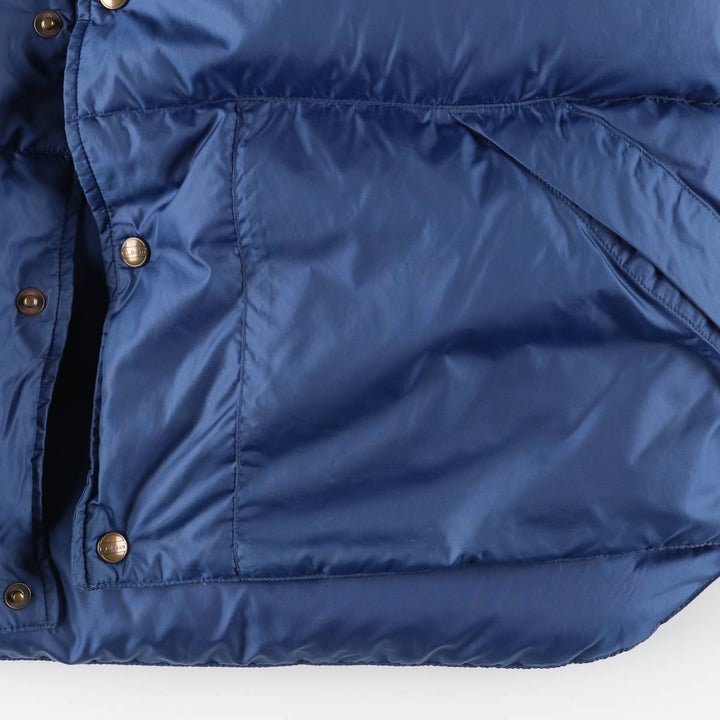 90s-00'S LLBean OUTDOORS Goose Down Vest, Men's Size L, Vintage Snap Button Detail Nylon blue type Vintage Second Hand