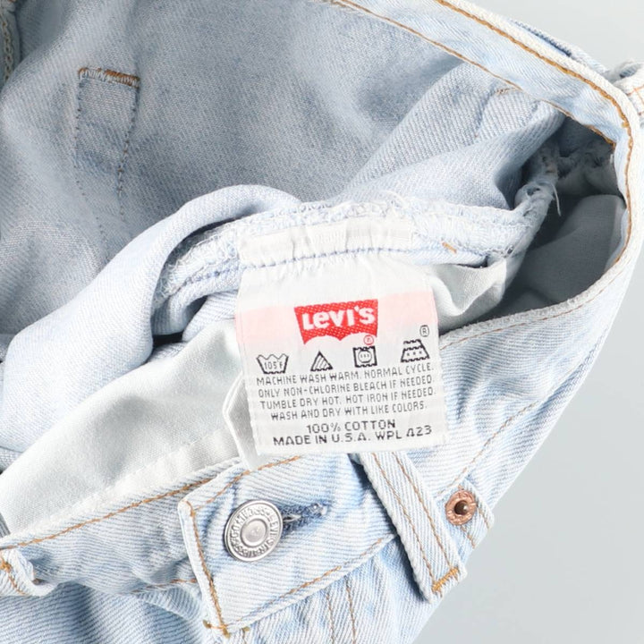 90'S Levi's 6501-0133 Straight-leg Denim Pants, Made in USA, Women's Size L (W28), Vintage cotton Blue type light blue Vintage Second Hand