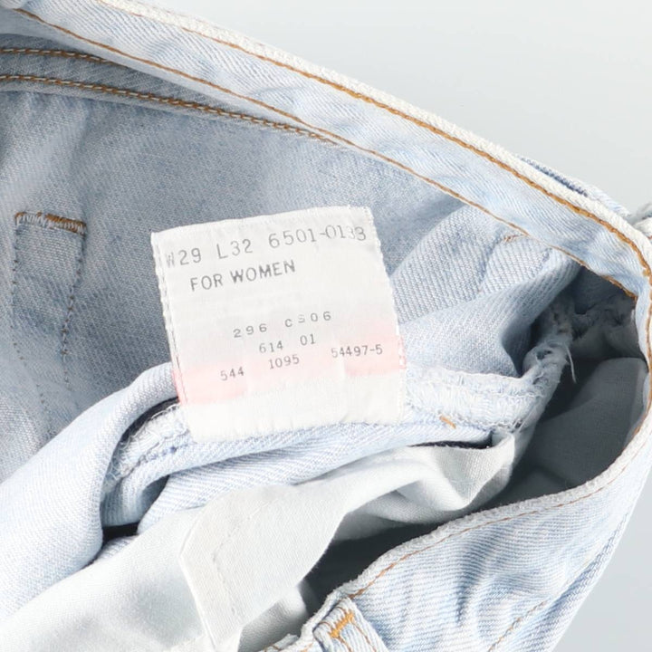 90'S Levi's 6501-0133 Straight-leg Denim Pants, Made in USA, Women's Size L (W28), Vintage cotton Blue type light blue Vintage Second Hand