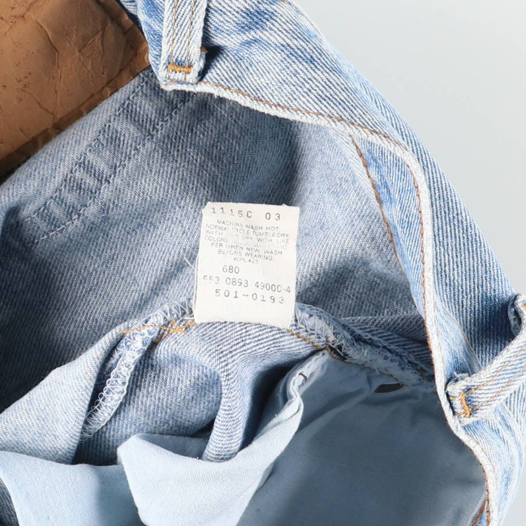 90'S Levi's 501-0193 Straight Denim Pants, Made in USA, Women's Size L (W28), Vintage unclear blue type Vintage Second Hand