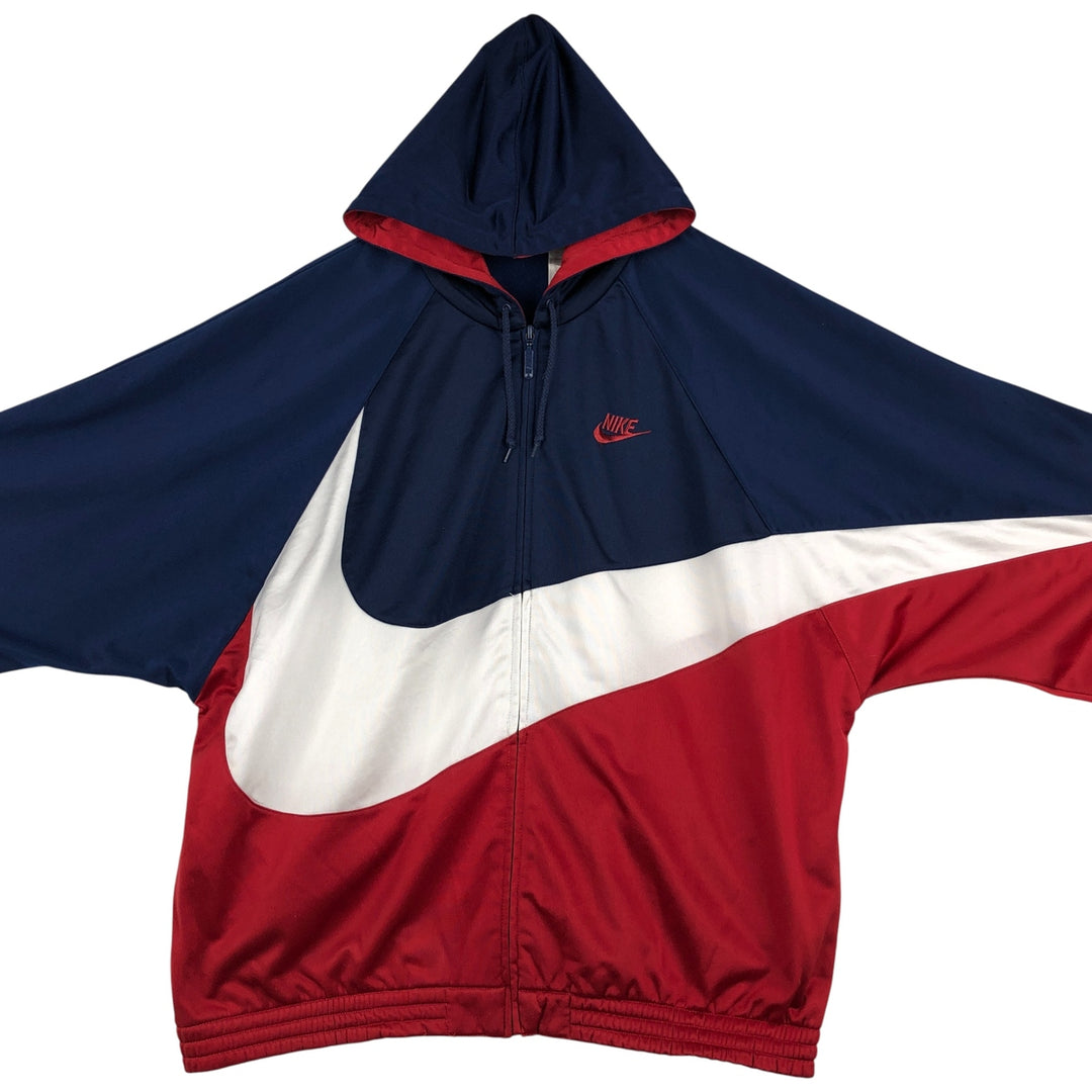 Vintage 90'S Nike large logo track jacket, size L, men's polyester navy blue type Vintage Second Hand