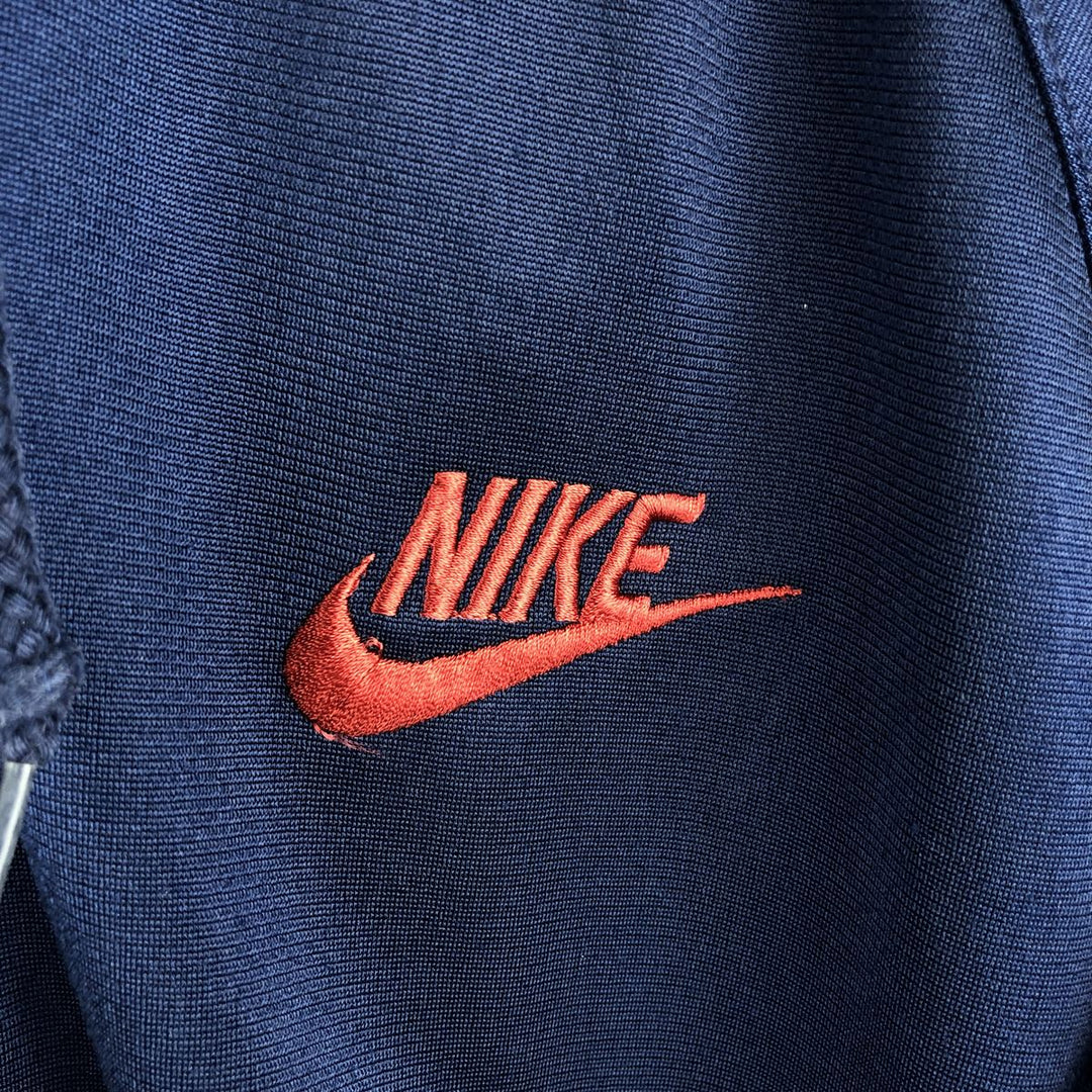 Vintage 90'S Nike large logo track jacket, size L, men's polyester navy blue type Vintage Second Hand