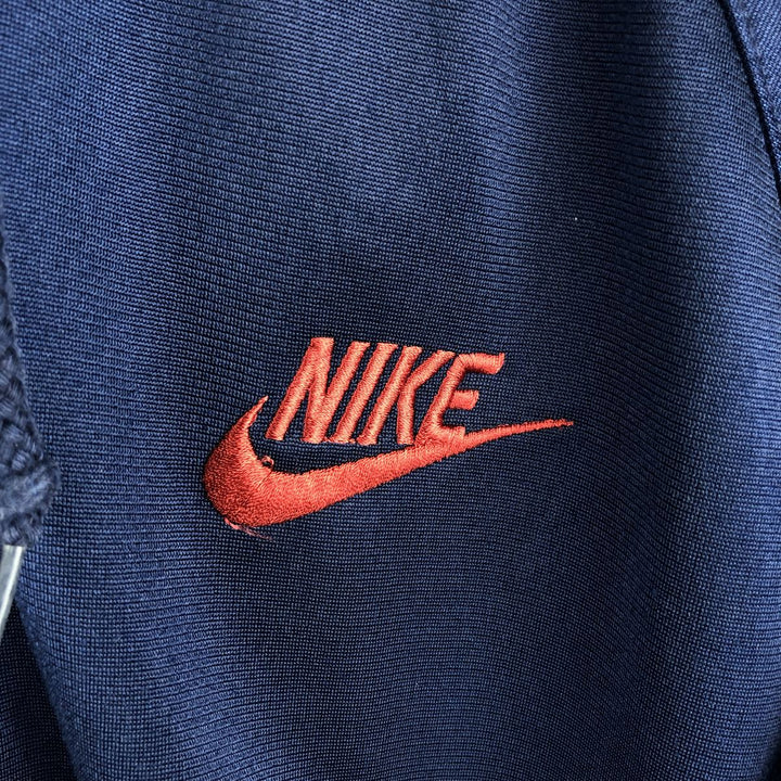 Vintage 90'S Nike large logo track jacket, size L, men's polyester navy blue type Vintage Second Hand