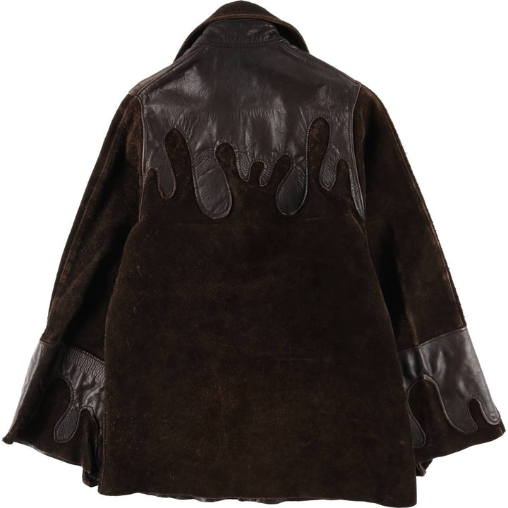 Suede leather jacket, men's size S unclear brown type Vintage Second Hand