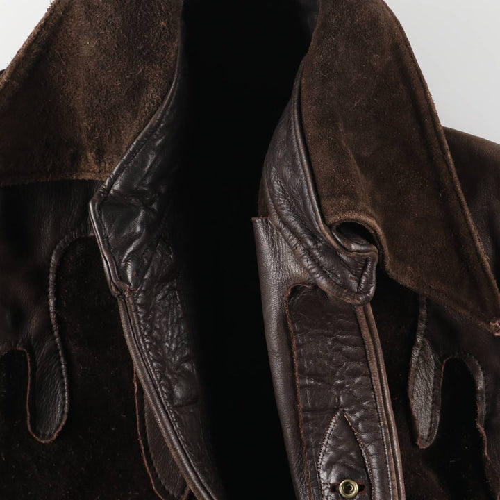 Suede leather jacket, men's size S unclear brown type Vintage Second Hand