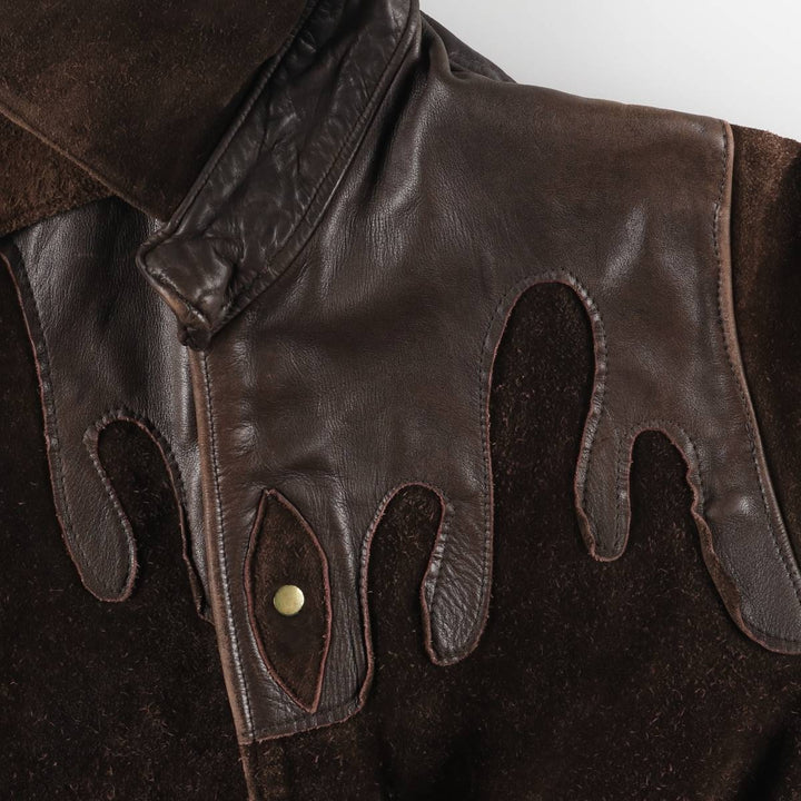 Suede leather jacket, men's size S unclear brown type Vintage Second Hand