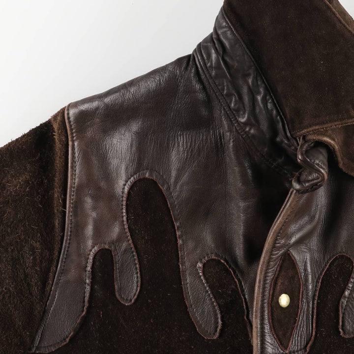 Suede leather jacket, men's size S unclear brown type Vintage Second Hand
